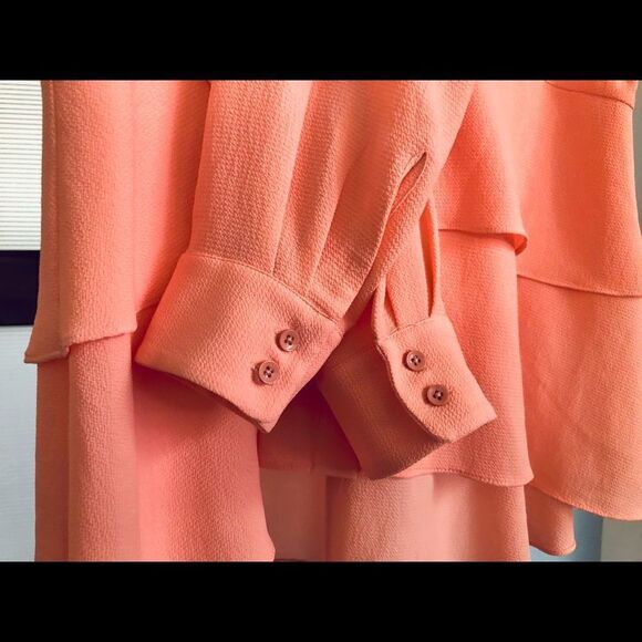 Im NYC Isaac Mizrahi Light Pink Ruffle Flowy Blouse‎ / Sz S - Picture 3 of 5